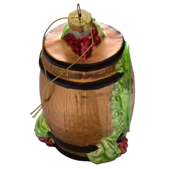 Blown Glass Wine Barrel “Keep Calm And Drink Wine”Christmas Ornament 4” - Picture 6 of 7